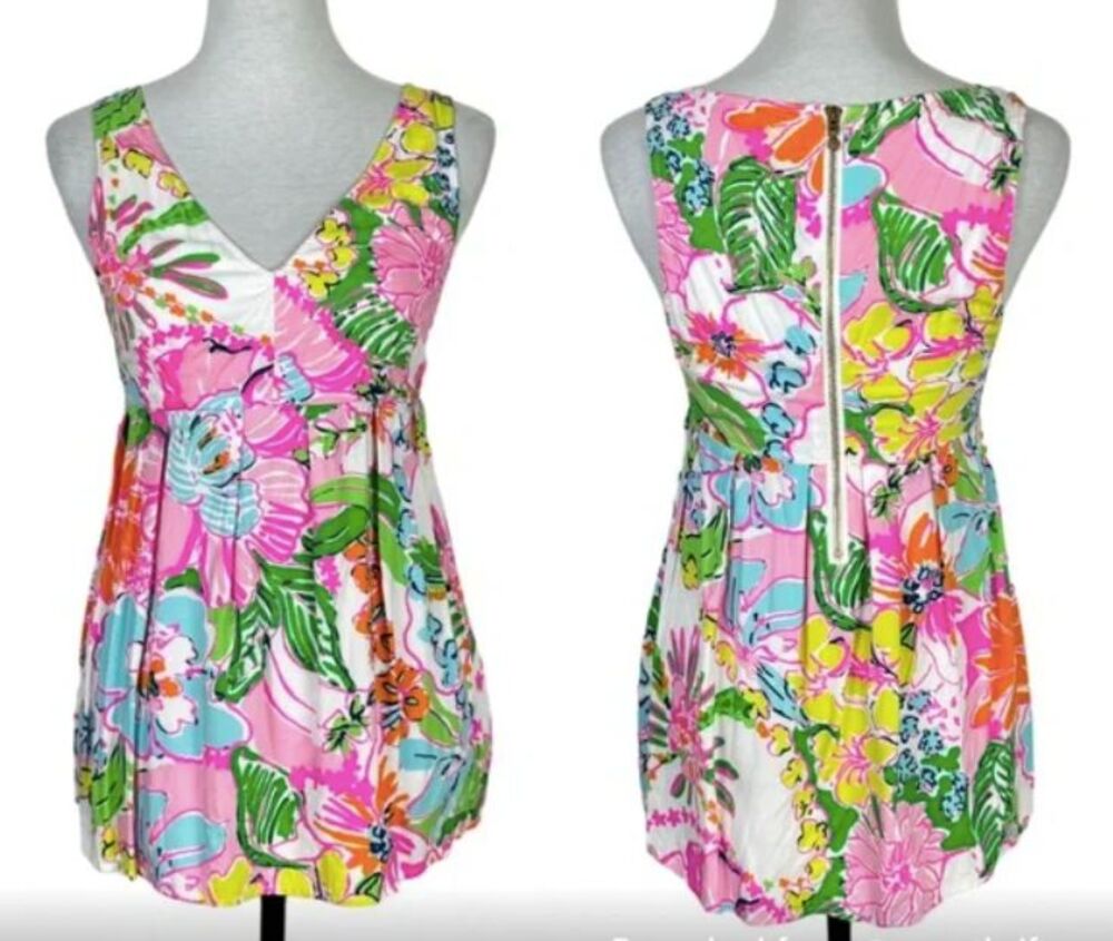 Lilly Pulitzer For Target Nosey Posey Babydoll Top-Small-Sleeveless-Exposed Zip